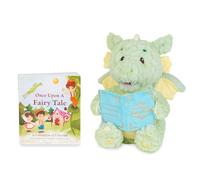 Cuddle Barn - Read-with-Me Dustin | Animated Storytelling Fluffy Green Dragon Moves Mouth Reads 3 Fairy Tales and Comes with Read-Along Book, Great for Nurseries and Kids' Rooms, 12 inches
