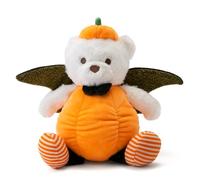 CUDDLE CORNER Halloween Pumpkin Bear Stuffed Animal, 9" Soft Plush Toy with Bat Wings, Cute Plushie Doll, Halloween Decorative Figure, for Boys Girls
