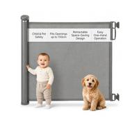 Cuddle Joy Retractable Stair Gate for Baby & Pet - Secure 2-Step Lock, 150x80 cm Extendable Stair Gate, One-Handed Operation for Babies, Dogs, Doorways, Hallways, Indoor & Outdoor (Grey)