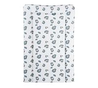 CuddleCo Baby Nappy Changing Mat - Waterproof, Anti-Roll Nursery Changing Table Topper with Curved Sides and Raised Edges - Leopard Muted