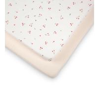 CuddleCo Cot Bed Sheets 2pk - 140 x 70cm Fitted 100% Cotton, Elasticated - Cot Bed Sheets 140 x 70 Fitted for Comfort and Cosy Sleep (Ditsy Cherry)