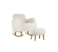 CuddleCo Etta Nursing Chair & Foot Stool - Faux Fur Cream