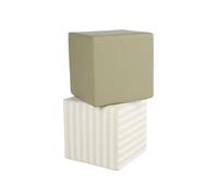 CuddleCo Soft Play Cubes 2pc Set - Build Strength, Coordination & Confidence with Faux Leather Cover - Fun, Safe & Durable Soft Foam Cubes for Kids (Cookie Stripe & Olive)