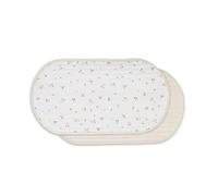 CuddleCo Travel Changing Mat 2-Pack in Ditsy Cherry - Water-Repellent, 100% Cotton Cover, Lightweight & Foldable - Ideal for On-The-Go Parents Seeking Convenient a Portable Changing Mat