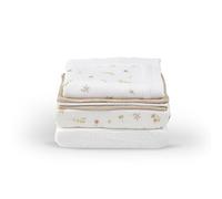 CuddleCo Universal Crib/Co Sleeper Bedding Set - Comforter Blanket, 3 Muslin Squares, 2 Next To Me Crib Sheets, Breathable & Stylish for Your Little One (Cashmere Meadow)
