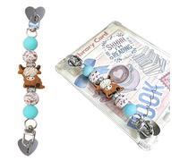 CuddleJunk Strap for E-Reader, Cute Silicone Beaded Grip Chain Charm for Kindle, Accessories for E-book Reader, E-Reader Device Hand Strap, Bookish Gift (Highland Cow)