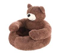 Cuddler Bear Pet Sofa - 60cm Large Grey Plush Dog Crate Bed, PP Cotton Filled Sleeping Mat, Non-Slip Washable Cushion, Soft Winter Warm Bed | Novel Shape Rest Area For Small Large Breed Cat