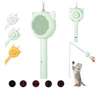 Cuddles And Meow 5 in 1 Cat Grooming Brush with Release Button - Self Cleaning Pet Hair Remover for Long & Short Haired Cats and Dogs (Green)