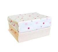 Cuddles Collection Moses Fitted Sheets (Magical Stars, Pink)