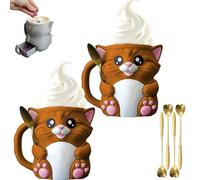 Cuddles, The Cat Ice Pint Holder, 3D Printed Ice Cream Pint Containers with Freeze-Proof Handle, Spoon Slot and Secret Snack Drawer, Cute Animal Shape Cup Containers, Gift for Cream Lovers