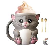 Cuddles, The Cat Ice Pint Holder, Ice Cream Pint Sleeves Cover with Handle, Ice Cream Cups, Popsicle & Beer Cozy Mug Containers, Leak Proof Pints Sleeves Cover Cooler for Cat Lover Gifts(Grey)