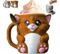 Cuddles, The Cat Ice Pint Holder, Ice Cream Pint Sleeves Cover with Handle, Reusable Ice Cream Sleeve, Popsicle & Beer Cozy Mug Containers, Leak Proof Pints Sleeves Cover Cooler (Orange)
