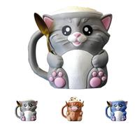 Cuddles, The Cat Ice Pint Holder, Ice Cream Pint Sleeves Cover with Handle, Reusable Ice Cream Sleeve, Popsicle & Beer Cozy Mug Containers, Leak Proof Pints Sleeves Cover Cooler (Gray)