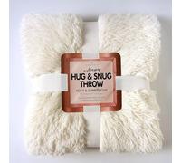 Cuddles Throws Hug & Snug Long Pile Fulffy Fur Fleece Blankets Super Soft Warm Cosy Couch Sofa Settee Bed Sherpa Fleece Throws Travel Multipurpose Large Blankets (Cream, Double - 150x200cm)