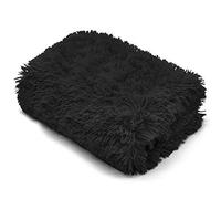 Cuddles Throws Hug & Snug Long Pile Fulffy Fur Fleece Blankets Super Soft Warm Cosy Couch Sofa Settee Bed Sherpa Fleece Throws Travel Multipurpose Large Blankets (Black, Double - 150x200cm)