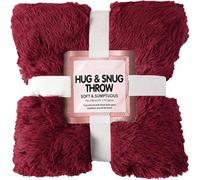 Cuddles Throws Hug & Snug Long Pile Fulffy Fur Fleece Blankets Super Soft Warm Cosy Couch Sofa Settee Bed Sherpa Fleece Throws Travel Multipurpose Large Blankets (Red, Double - 150x200cm)