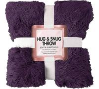 Cuddles Throws Hug & Snug Long Pile Fulffy Fur Fleece Blankets Super Soft Warm Cosy Couch Sofa Settee Bed Sherpa Fleece Throws Travel Multipurpose Large Blankets (Purple, Double - 150x200cm)