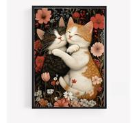cuddling cats kittens Print Picture Poster preppy portrait A4 UNFRAMED wall art Home decor Decorating orange aesthetic autumn abstract 2 black ginger