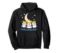 Cuddling Nonbinary Owls Lunar Pride Night Pullover Hoodie