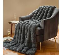Cuddly Blanket Rabbit Plush Blanket Faux Fur Warm Throw Blanket Sofa Blanket Versatile Blanket for Couch Bed Sofa (Anthracite, 160 x 200 cm)
