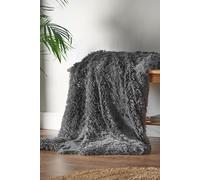 Catherine Lansfield Cuddly Deep Pile 150x200cm Blanket Throw Charcoal