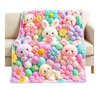 Cuddly blanket, warm, sweet, comfortable, all year round decoration | Pastel Rabbit Pattern Sofa Blanket for Sofa Armchair Couch Relaxing Reading Bed Time