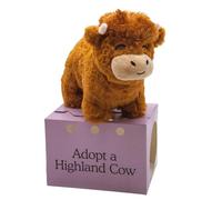 Cuddly Brown Plush Toy Cow with Hypoallergenic Stuffing, Gift-Ready in Purple Box, Perfect for Children's Playroom or Nursery Decoration