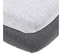 Cuddly Cubs Pack n Play Sheets | 2 Pack Playard Sheet for Baby Girl and Boy | 100% Jersey Cotton Mini Portable Crib Sheets | Heather Grey | Best Baby Shower Gift | Fits Graco