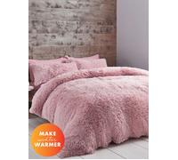 'Cuddly' Faux Fur Duvet Set Catherine Lansfield Pink Single