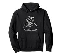 Cuddly Goat Couple Heart Line Art - Cute Barnyard Aries Love Pullover Hoodie