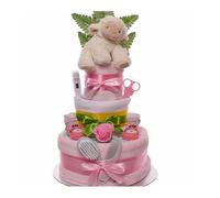 Cuddly Lamb Baby Girl Large Nappy Cake