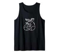 Cuddly Moose Couple Heart Line Art - Cute Forests Love Tank Top