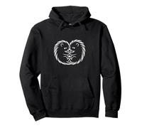 Cuddly Porcupine Couple Heart Line Art - Cute Forests Love Pullover Hoodie