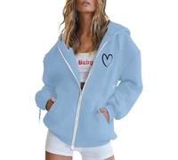 Cuddly Pullover Women's Fluffy Casual Printed Women's Hoodie with Zip and Pockets, Long Sleeve Fleece for Everyday in the Winter Season Witch Hit, sky blue, L