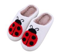 Cuddly Slippers Women's Funny Slippers Non-Slip Sole with Animal Print | Ladybird motif cotton shoes soft soles home shoes bedroom house slippers indoor outdoor slippers warm bed shoes