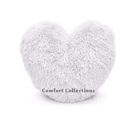 Cuddly Teddy Bear Fleece Super Soft 3D Heart Shape Fluffy Filled Cushion Cosy & Warm Home Decoration Gift For Loved One Valentine Day 100% Polyester Heart Cushion White 38cm x 38cm Approximate