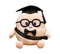 Cuddly Toy Cute Graduation Egg With Doctoral Cap & Glasses Soft Stuffed Animal Graduation For Students Perfect Season & For College High Grads