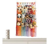 Cuddly Toy Holder - Three-tier Plush Toy Organizer with Tassels, Aesthetic and Space Saving Toy Bag for Corner Cupboard in Girls Playroom