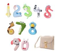 Cuddly Toy, Pack of 10 Key Chains, Number Plush Cushion 0-9 - For Bedroom, Table, Study, Baby Room, Girlfriend, Wife, Boyfriend, Sister, Daughter, Child