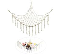 Cuddly Toy Storage Net Boho Macrame Stuffed Toy Hammock Hanging Toy Organiser for Children's Room Bedroom Hanging Toy Plush Toys and Teddy Bears