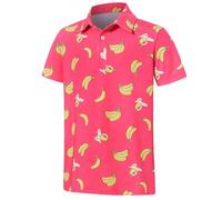 Cuddomper Boys Polo Shirt Hawaiian Golf Clothing Fashion Short Sleeve Kids Cool School Uniform 5-14 Years, Hot Pink, 9-10 Years
