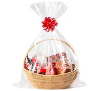 CUDICY 20pcs Cellophane Bags 24x30 Cellophane Wrap for Gift Baskets Large Clear Party Favors Clear Treat Plastic Gift Bags Packaging for Cookie