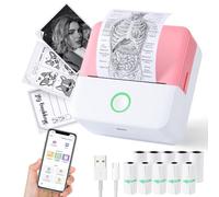 cudinham Print Pods Mini Printer, Sticker Printer with 10 Rolls Thermal Printing Paper, Inkless Pocket Printpod for Phone, Impresora Portátil for Notes, DIY, Compatible with iOS & Android (Pink)