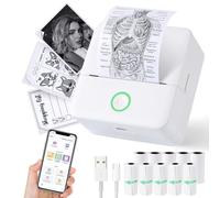 cudinham Print Pods Mini Printer, Sticker Printer with 10 Rolls Thermal Printing Paper, Inkless Pocket Printpod for Phone, Impresora Portátil for Notes, DIY, Compatible with iOS & Android (White)