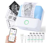 cudinham Print Pods Mini Printer, Thermal Inkless Sticker Maker with 10 Rolls Printing Paper, Pocket Printpod for Phone, Impresora Portátil for Notes, DIY, Compatible with iOS & Android (Blue)