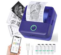 cudinham Print Pods Mini Printer, Thermal Inkless Sticker Maker with 10 Rolls Printing Paper, Pocket Printpod for Phone, Impresora Portátil for Notes, DIY, Compatible with iOS & Android (Purple)
