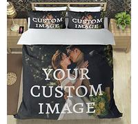 CUDIYST Personalised Bedding Set Custom Duvet cover pillowcase With Photo/Text/Logo Personalized in different sizes Universal for all seasons Suitable for family, couple, children