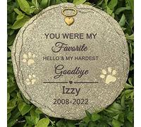 CUDMORERBE Engraved Pet Memorial Garden Stone, Personalized Pet Grave Marker Tombstone Garden Stone with Sympathy Poem You Were My Favorite Hello & My Hardest Goodbye