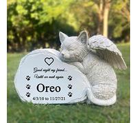 CUDMORERBE Personalized Cat Angel Pet Memorial Grave Marker Tribute Statue-Pet Headstone Memorial Garden Stones-Good Night My Friend.Until We Meet Again