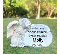 CUDMORERBE Personalized Pet Dog Memorial Stone With A Sleeping Dog Angel Statue, Dog Grave Markers, Dog Headstone Tombstone-In Loving Memory OF.